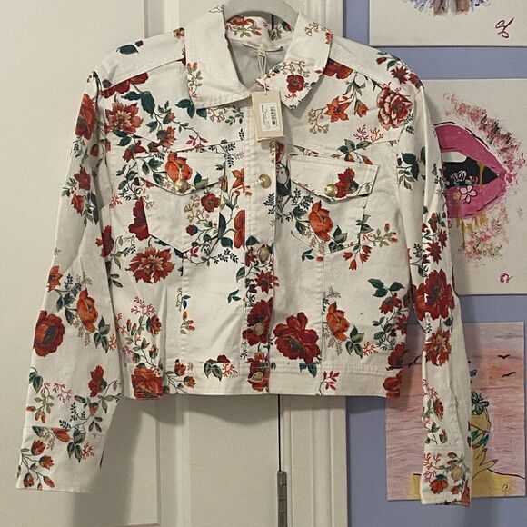 Denim Jacket with Floral Print - Picture 8 of 14